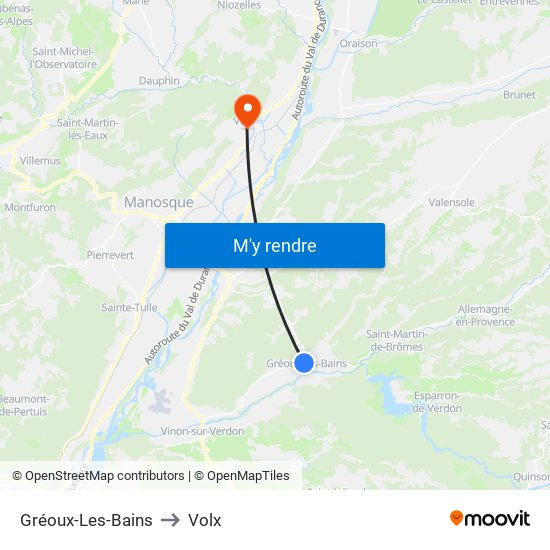 Gréoux-Les-Bains to Volx map