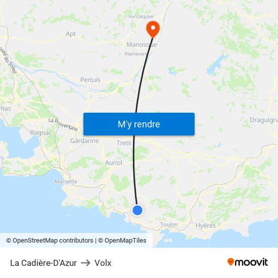 La Cadière-D'Azur to Volx map