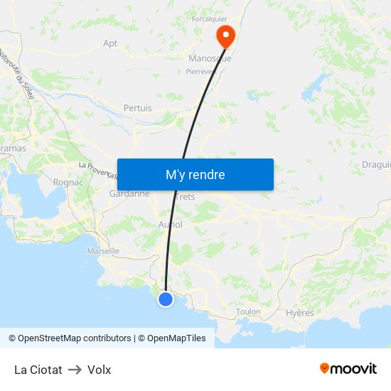 La Ciotat to Volx map