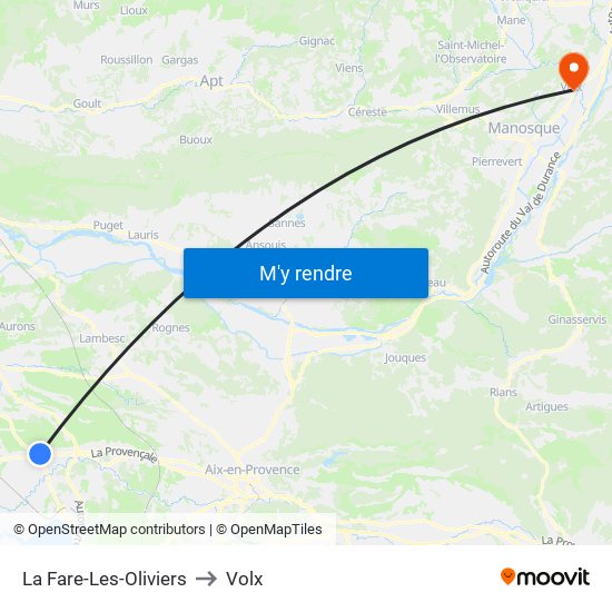 La Fare-Les-Oliviers to Volx map