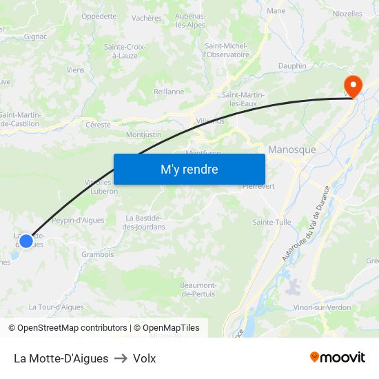 La Motte-D'Aigues to Volx map