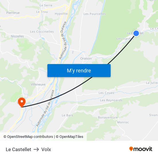 Le Castellet to Volx map
