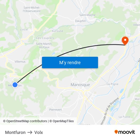 Montfuron to Volx map