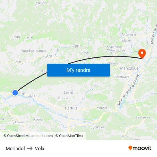 Mérindol to Volx map