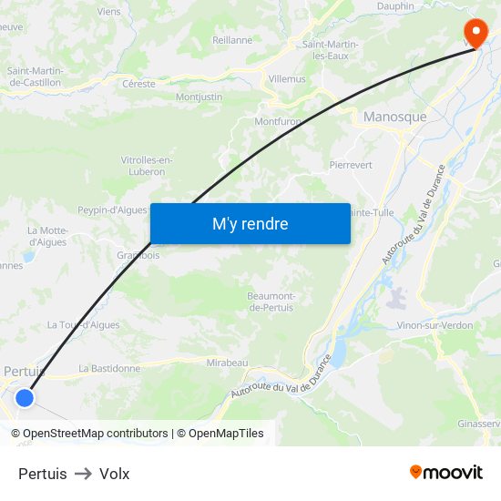 Pertuis to Volx map