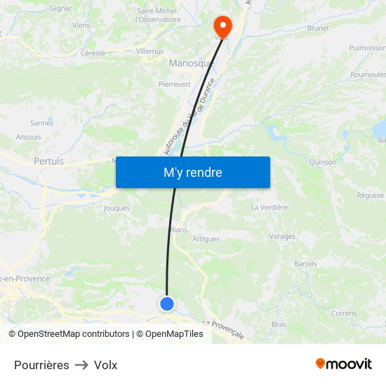 Pourrières to Volx map