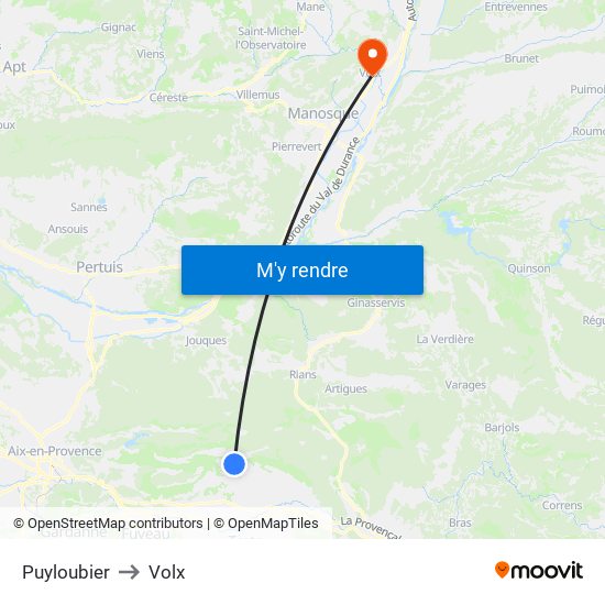 Puyloubier to Volx map