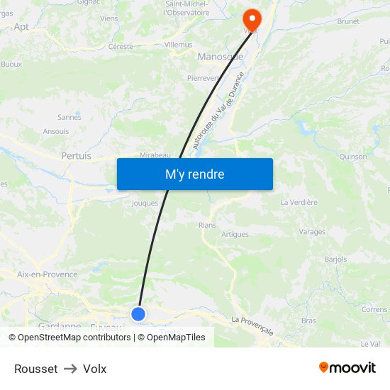 Rousset to Volx map