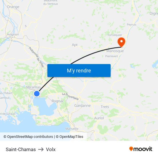 Saint-Chamas to Volx map