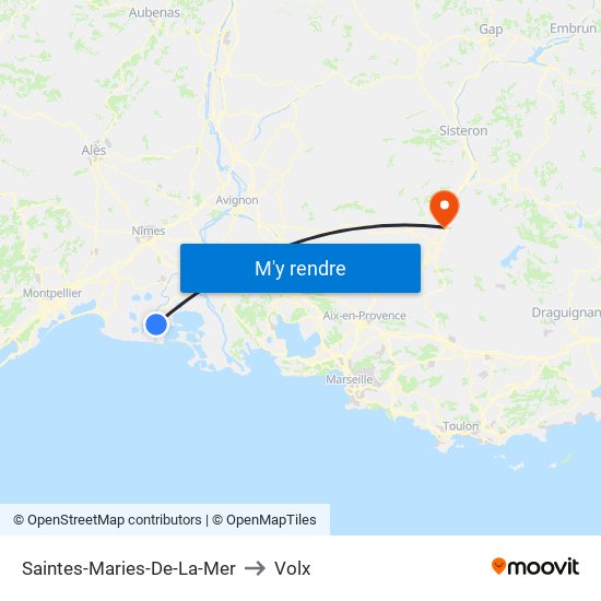 Saintes-Maries-De-La-Mer to Volx map