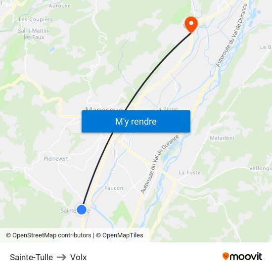 Sainte-Tulle to Volx map