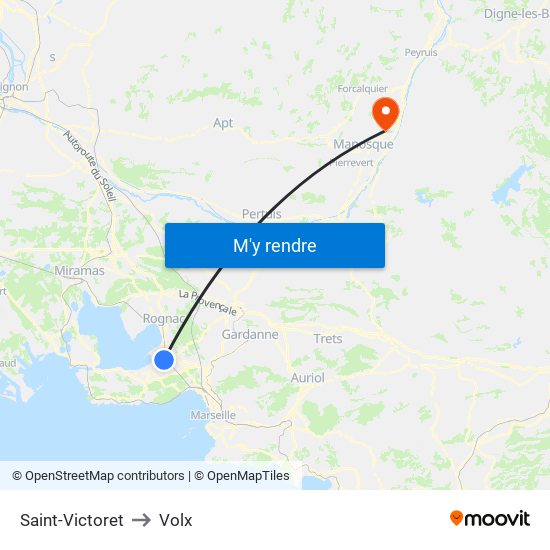 Saint-Victoret to Volx map
