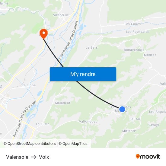 Valensole to Volx map