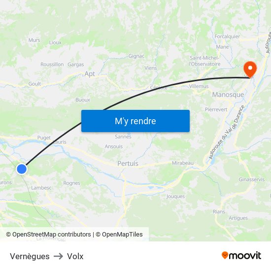 Vernègues to Volx map