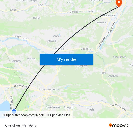 Vitrolles to Volx map