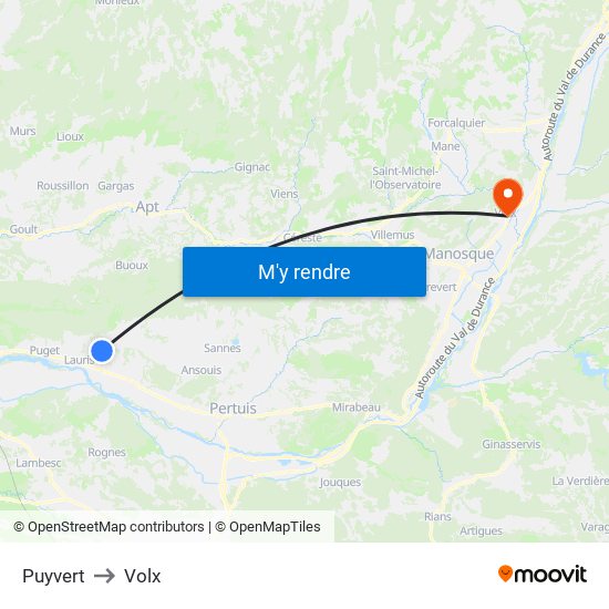 Puyvert to Volx map