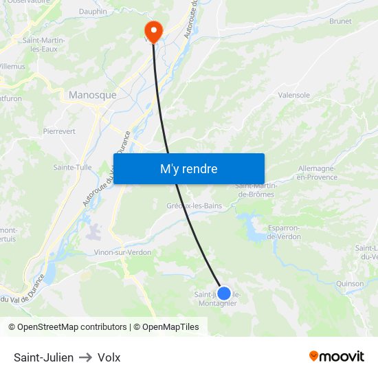 Saint-Julien to Volx map