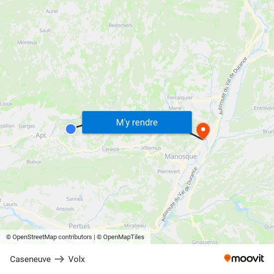 Caseneuve to Volx map