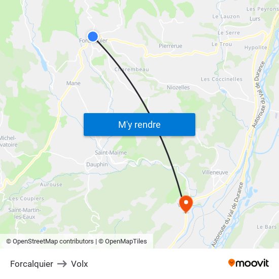 Forcalquier to Volx map
