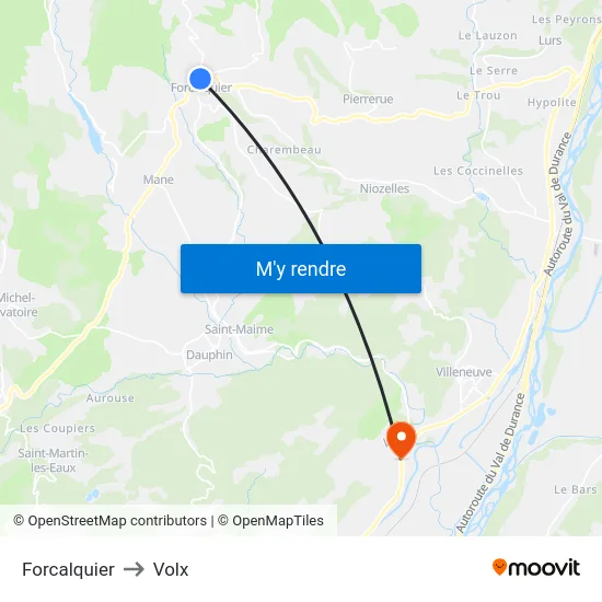 Forcalquier to Volx map