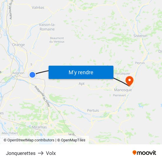 Jonquerettes to Volx map