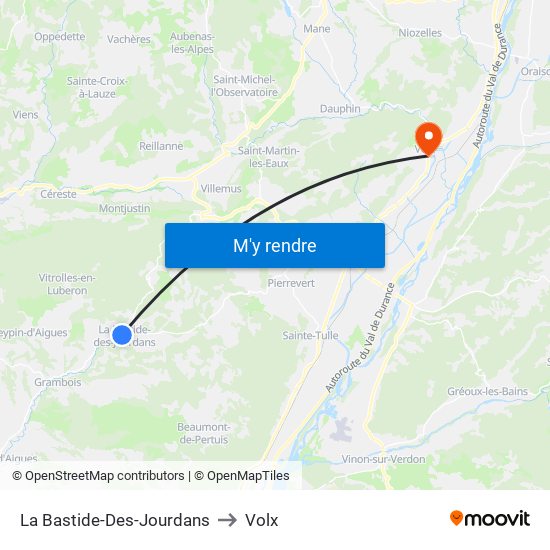 La Bastide-Des-Jourdans to Volx map