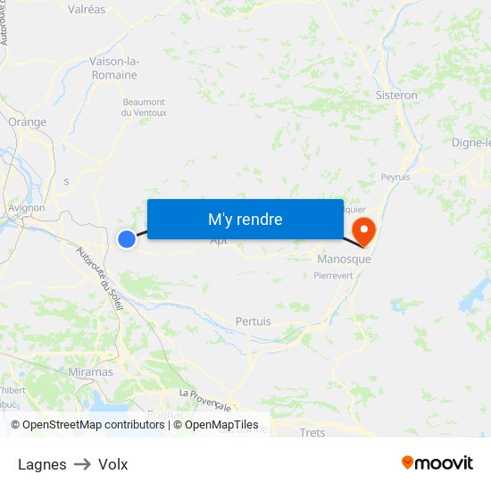 Lagnes to Volx map