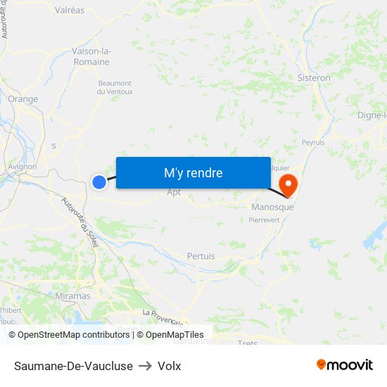 Saumane-De-Vaucluse to Volx map