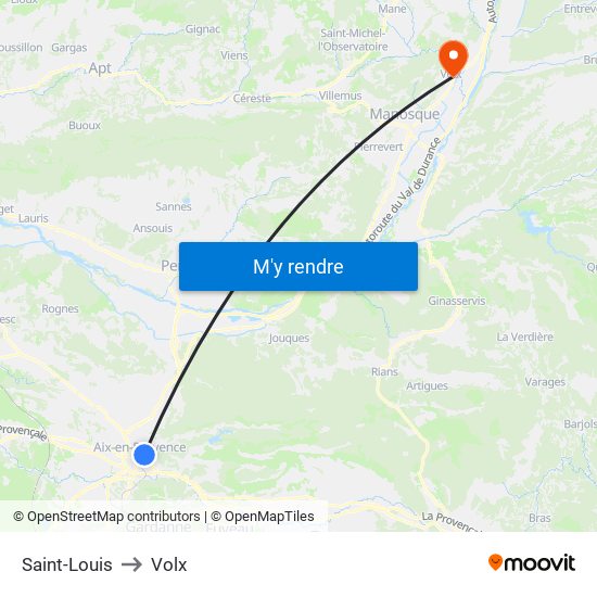 Saint-Louis to Volx map