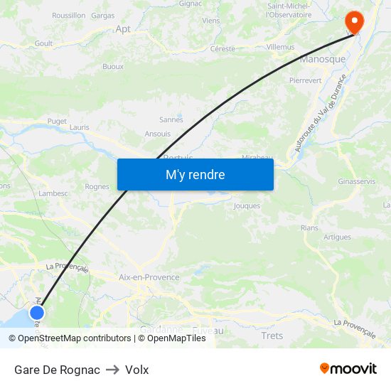 Gare De Rognac to Volx map