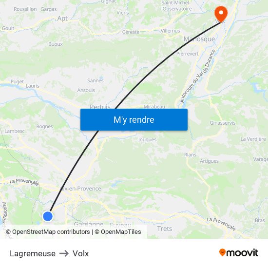 Lagremeuse to Volx map