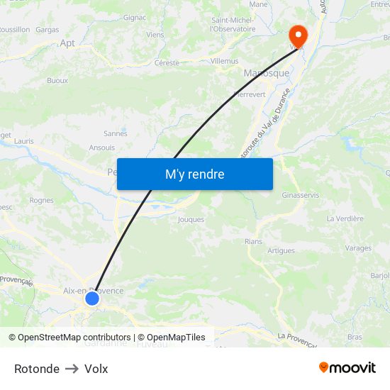 Rotonde to Volx map
