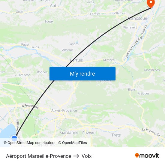 Aéroport Marseille-Provence to Volx map