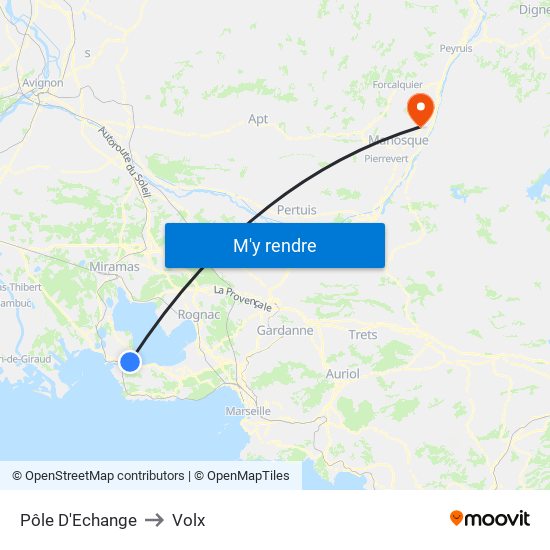 Pôle D'Echange to Volx map