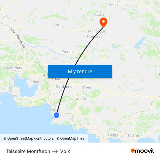 Teisseire Montfuron to Volx map