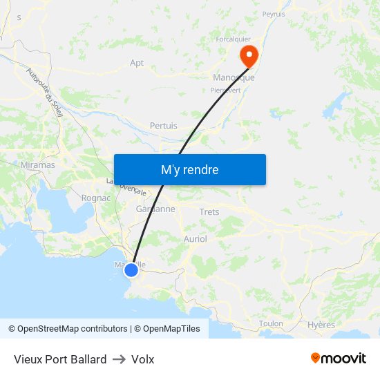 Vieux Port Ballard to Volx map