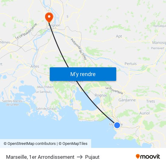 Marseille, 1er Arrondissement to Pujaut map