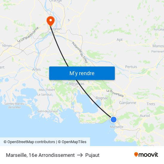 Marseille, 16e Arrondissement to Pujaut map