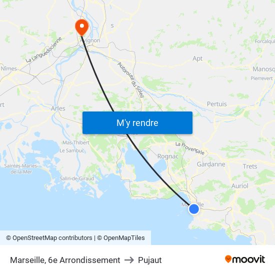 Marseille, 6e Arrondissement to Pujaut map