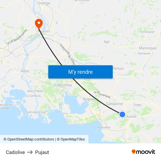 Cadolive to Pujaut map