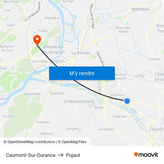 Caumont-Sur-Durance to Pujaut map