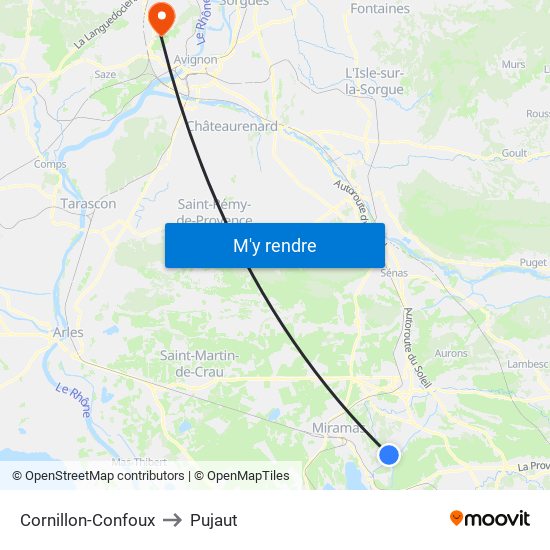 Cornillon-Confoux to Pujaut map