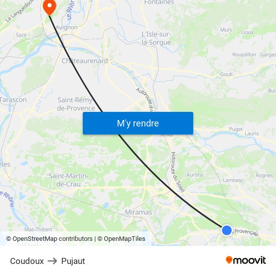 Coudoux to Pujaut map