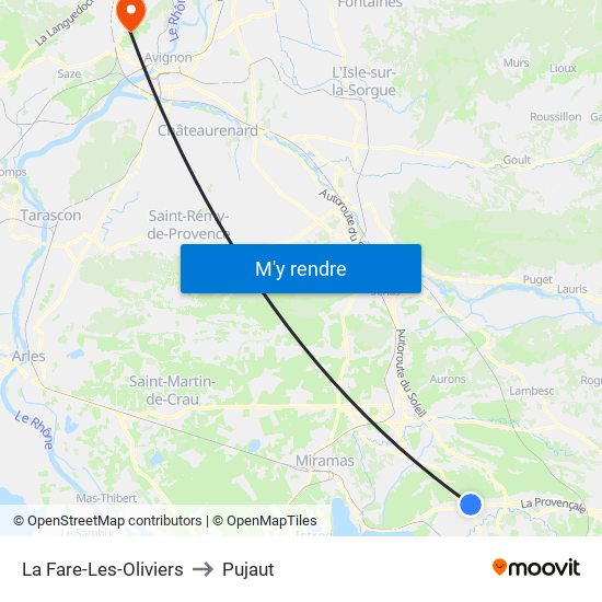 La Fare-Les-Oliviers to Pujaut map