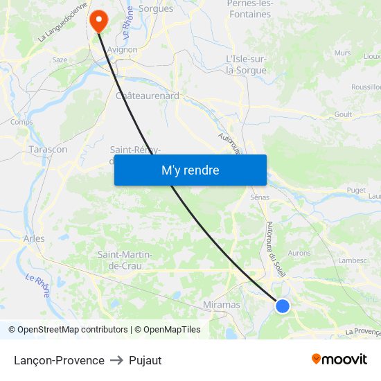 Lançon-Provence to Pujaut map