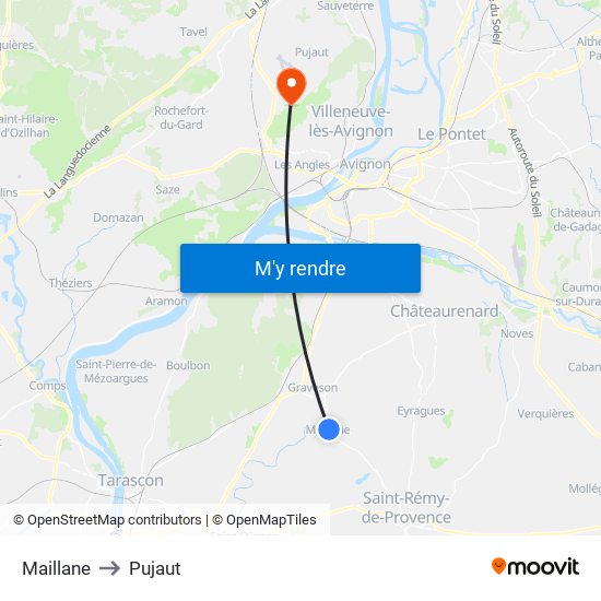 Maillane to Pujaut map