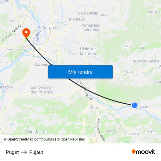 Puget to Pujaut map