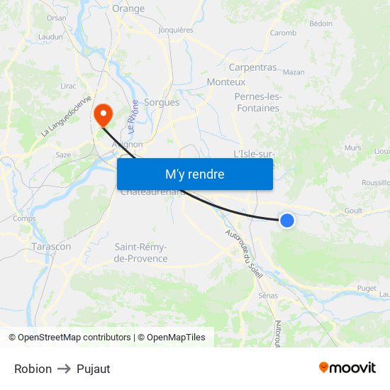 Robion to Pujaut map