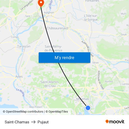 Saint-Chamas to Pujaut map