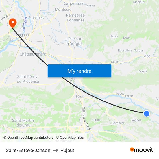 Saint-Estève-Janson to Pujaut map